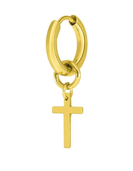 Pendiente Aro para Hombre con Cruz Chapado en Oro - Marea D00101/22
