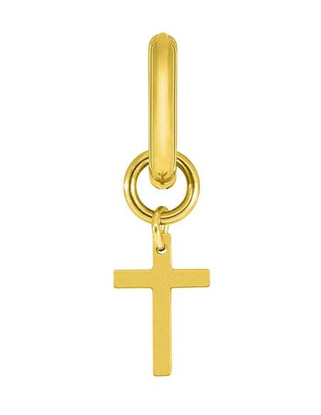 Pendiente Aro para Hombre con Cruz Chapado en Oro - Marea D00101/22