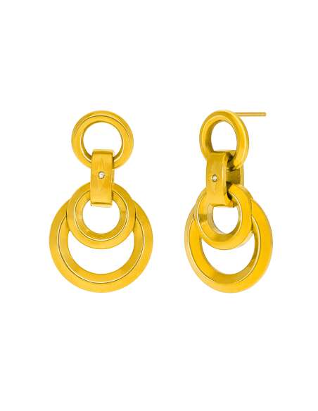 Pendientes para Mujer con Aros Colgantes y Circonita de Acero Chapada en Oro - Marea C03101/AP