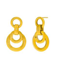 Pendientes para Mujer con Aros Colgantes y Circonita de Acero Chapada en Oro - Marea