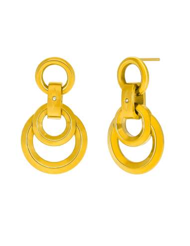 Pendientes para Mujer con Aros Colgantes y Circonita de Acero Chapada en Oro - Marea