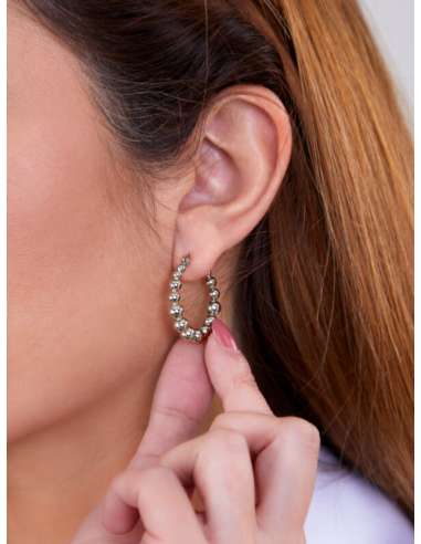Pendientes para Mujer Aro con Bolas de Acero -...