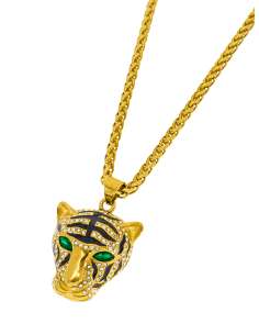 Collar para Hombre Cabeza de Pantera con Cadena de Cordón de Anillas Entrelazadas - Marea C00107/143