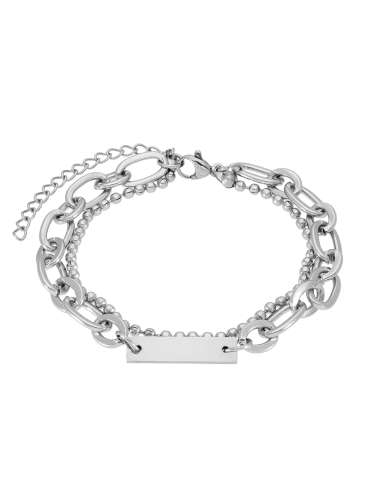 Pulsera para Mujer con Placa para Grabar y Cadenas Combinadas de Acero - Marea C02003/AS01