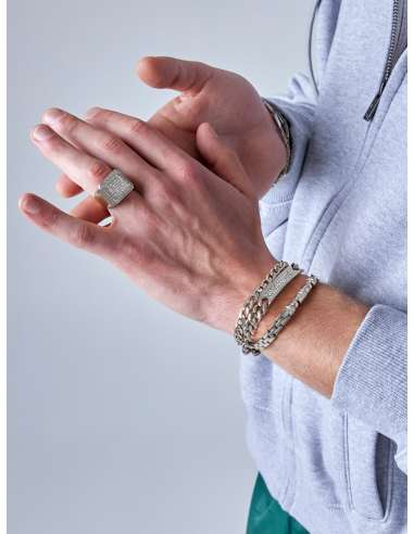 Pulsera para Hombre con Circonitas Blancas y...