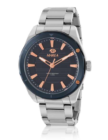 Reloj para Hombre con Esfera Azul y Detalles en Oro Rosa - Marea B54298/3