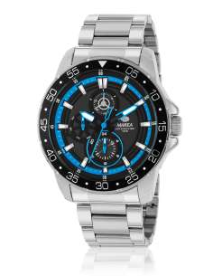Reloj para Hombre Multifunción de Acero con Esfera Negra y Azul - Marea B41450/1