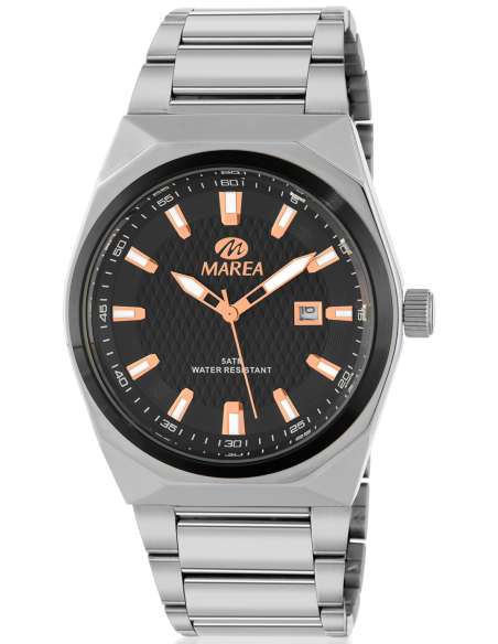 Reloj para Hombre de Acero con Esfera Negra y Detalles en Oro Rosa- Marea B36223/2