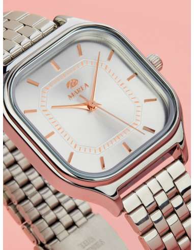 Reloj para Mujer de Acero con Caja Cuadrada -...