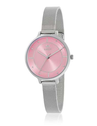 Reloj para Mujer de Acero con Malla Milanesa y Esfera Rosa - Marea B41337/9