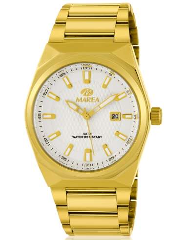 Reloj para Hombre de Acero Dorado y Esfera Blanca - Marea B36223/4
