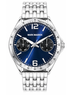 Reloj para Hombre Deportivo con Esfera Azul y Brazalete de Acero - Mark Maddox HM7010-35