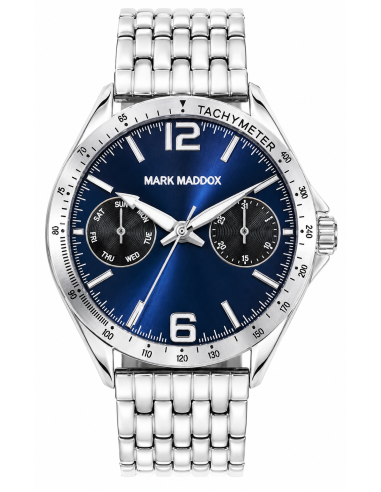 Reloj para Hombre Deportivo con Esfera Azul y Brazalete de Acero - Mark Maddox HM7010-35