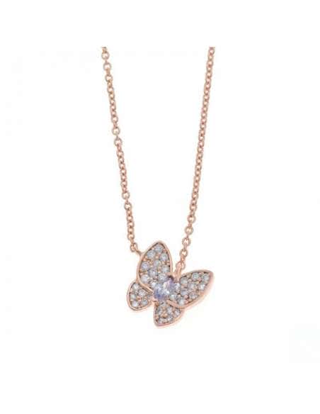 Collar para mujer Rosa Mariposa Circonitas Amatista - Salvatore 136C0108