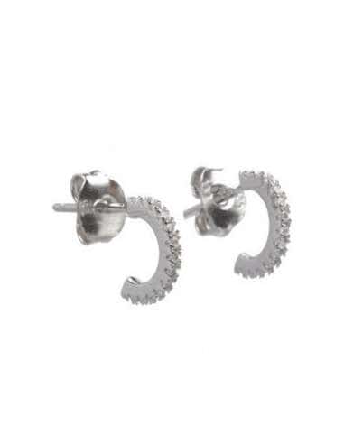 Pendientes para Mujer Aro Pequeño Plata de Ley con Circonitas - Salvatore 192A0046
