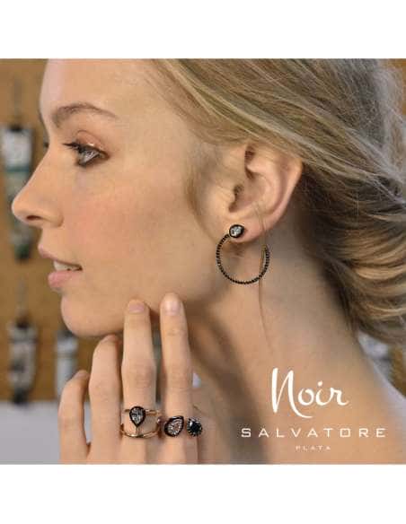 Pendientes Aro para Mujer Baño Oro Doble Tira Circonitas - Salvatore 138A0395