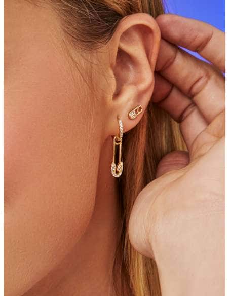 Pendientes para Mujer en forma de imperdible bañados en oro - Marea  D02001/AC
