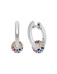 Pendientes Para Mujer Aro con Bola Multicolor en Plata de Ley Rodiada -  Marea D02001/CF