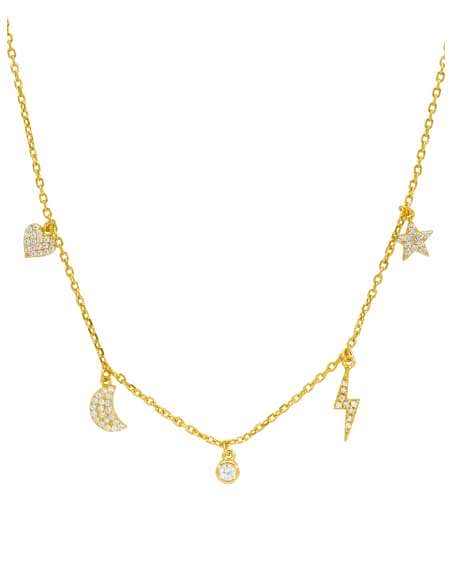 Collar para Mujer  Plata Chapada en oro Estrella, Rayo, Runa y Corazón - Marea D02107/BD