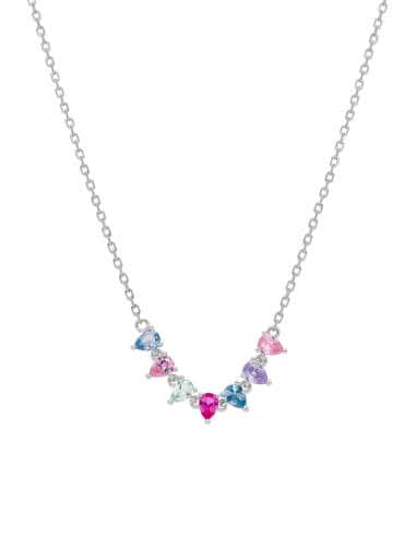Collar para Mujer  plata de ley con Circonitas Multicolor en Forma de Lágrima – Marea D02507/AB