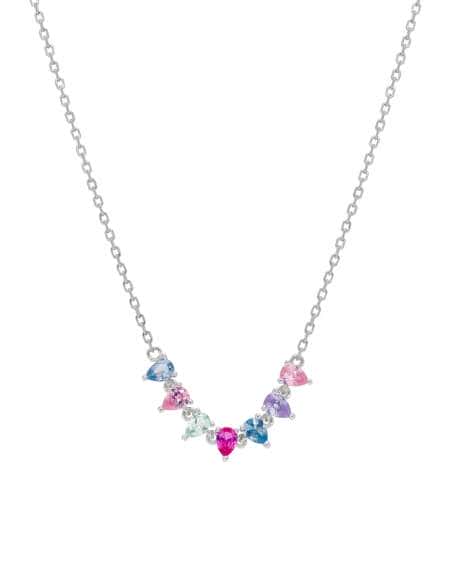 Collar para Mujer  plata de ley con Circonitas Multicolor en Forma de Lágrima – Marea D02507/AB