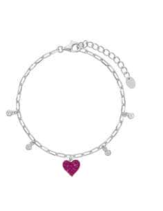 Pulsera Marea Mujer Corazón Rubí con Circonitas en Plata de Ley - Marea D02103/AH