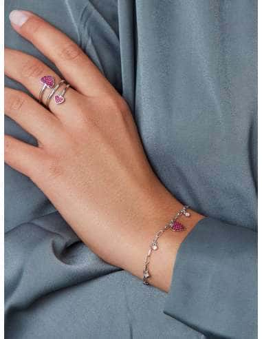 Pulsera Marea Mujer Corazón Rubí con Circonitas...