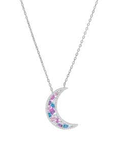 Collar para Mujer con Circonitas Baguette Multicolor en Forma de Luna- Marea D02807/AK