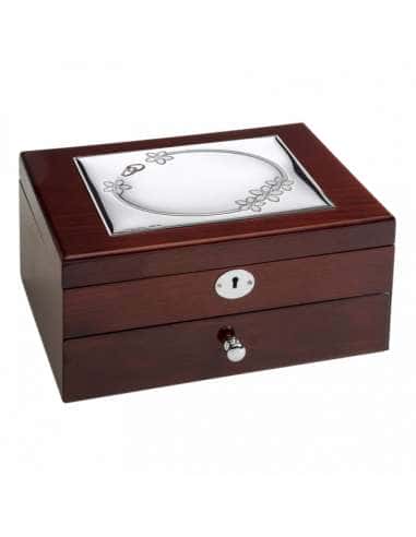 Joyero Alianzas y Flores para Boda con cajón con llave- Global Argenti GA2038A