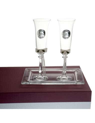 Set Copas para Boda Alianzas con Bandeja de cristal - Global Argenti GA3120A