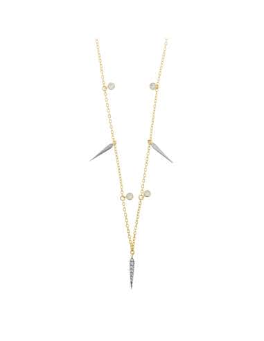 Collar para Mujer de Plata Baño Oro con Pinchos...