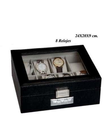 Joyero relojero 8 relojes tapa de cristal - Global Argenti LU 8196