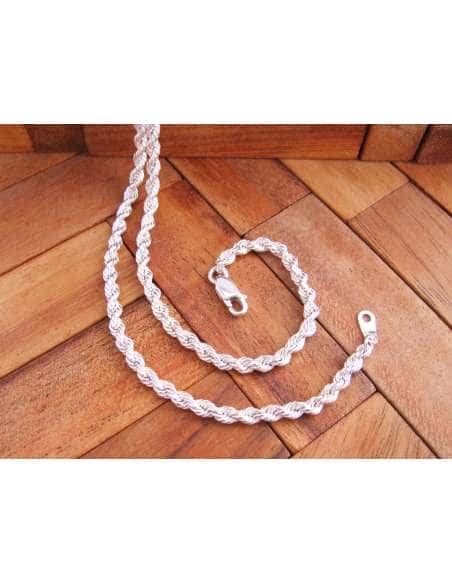 Cadena trenzada o Cordón Salomónico Unisex 7.5 mm - Plata de ley