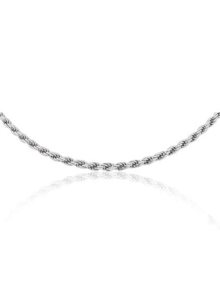Cadena trenzada o Cordón Salomónico Unisex 3.5mm - Plata de ley