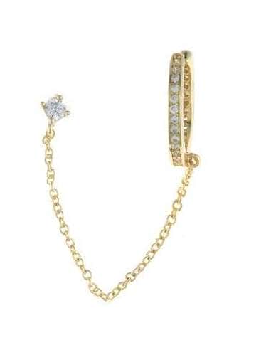Pendiente Suelto Plata Dorada con Cadena y Circonitas -  Salvatore 213A0284