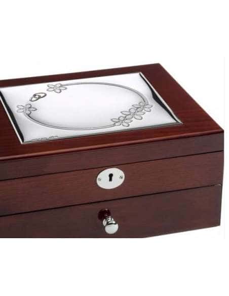 Joyero Alianzas y Flores para Boda con cajón con llave-  GA2038A