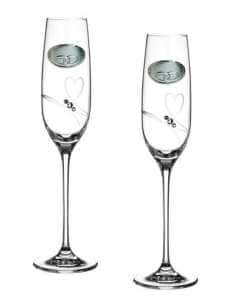 Copas para Boda Cristal con Detalle en Plata Bilaminada y Motivo de Alianzas - Global GA4241A
