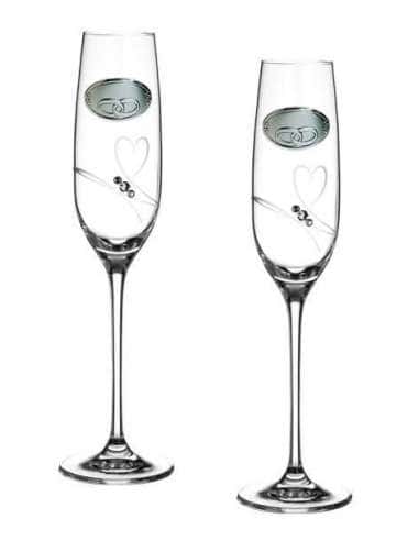 Copas para Boda Cristal con Detalle en Plata Bilaminada y Motivo de Alianzas - Global GA4241A