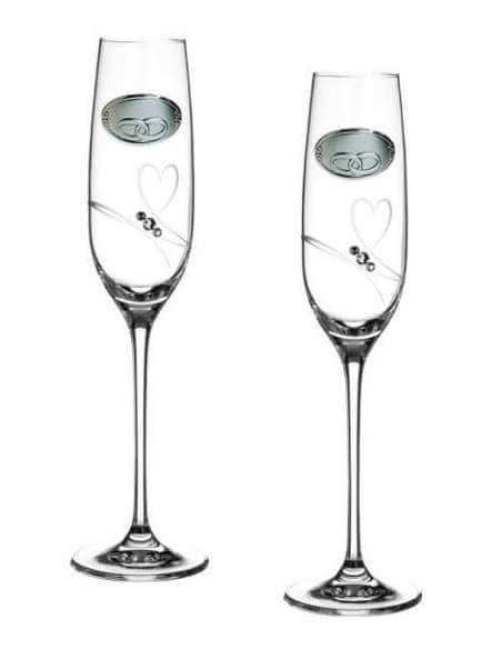 Copas para Boda Cristal con Detalle en Plata Bilaminada y Motivo de Alianzas - Global GA4241A