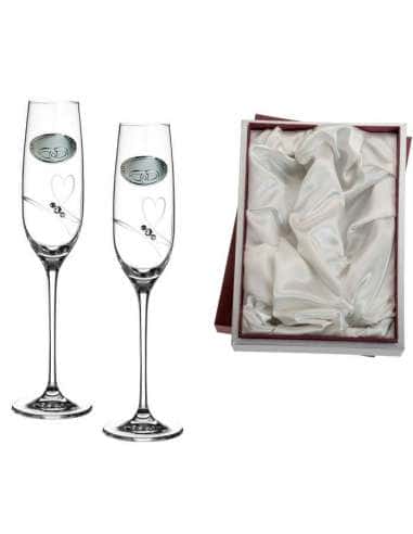 Copas para Boda Cristal con Detalle en Plata Bilaminada y Motivo de Alianzas - Global GA4241A